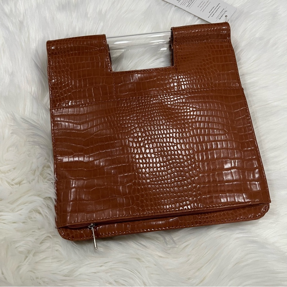 BEIS Tan Crocodile-Embossed Crossbody Tote NWT - Picture 6 of 9